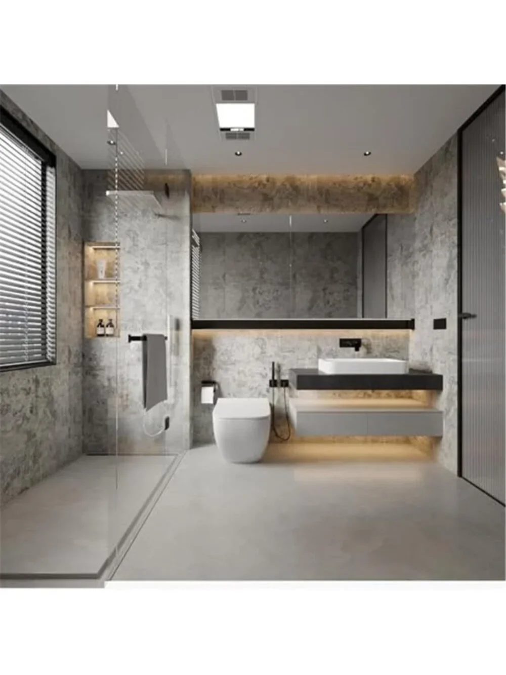 Gray Concrete Peel Stick Wallpaper Faux Cement Contact Paper Waterproof Vinyl